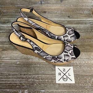 Trotters Allie Snake Leather Cork Wedge